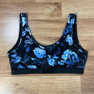 Ev1 Ellen Degeneres Blue Floral Active Sports Bra Women Medium Workout Gym